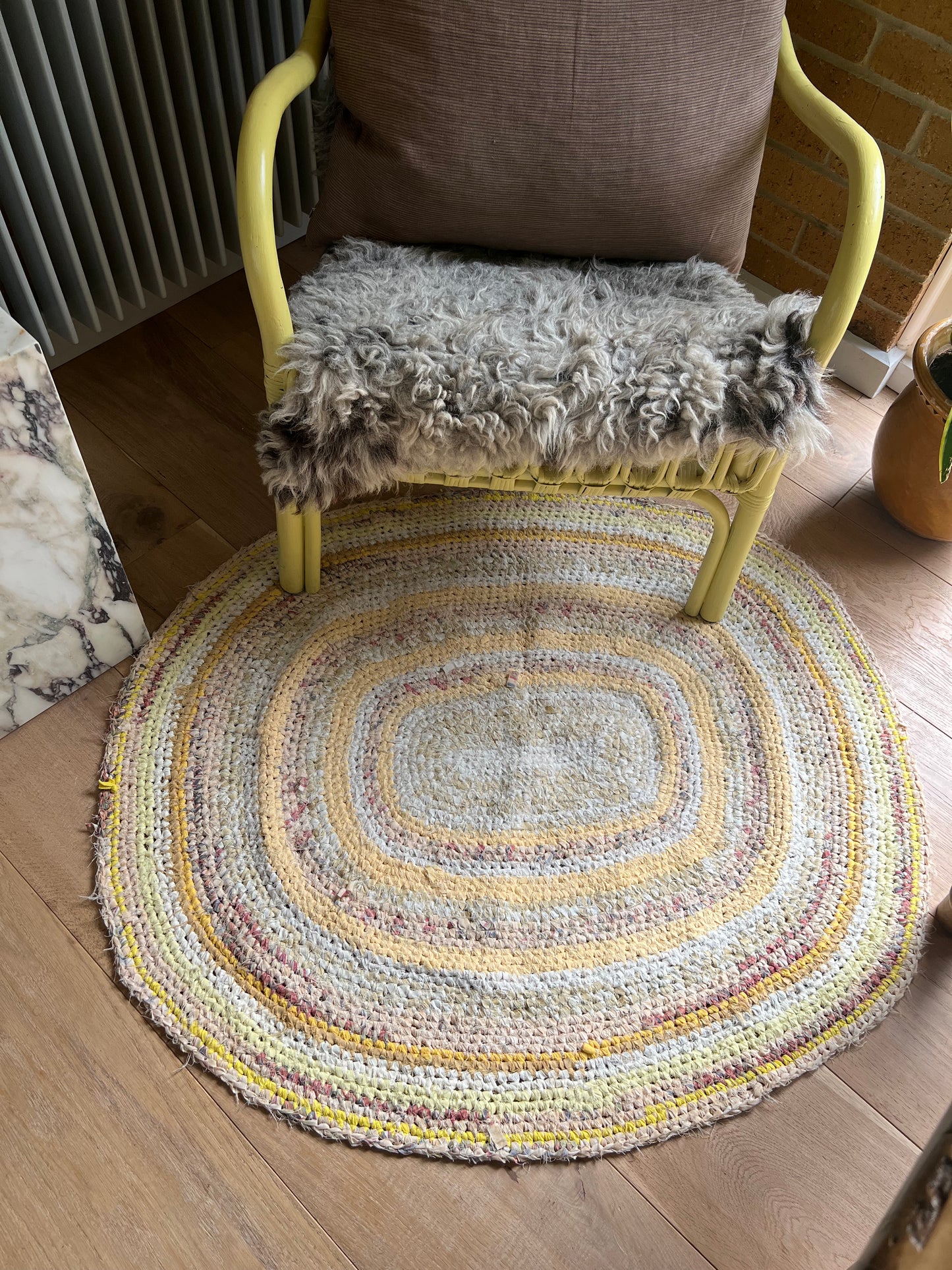 Vintage Swedish Hand-knotted Oval Rug